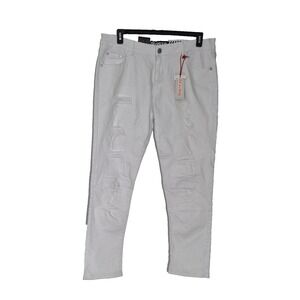 RGSTR Jeans Mens 38x29 White Slim Fit Distressed Stretch Denim Tapered Pants‎